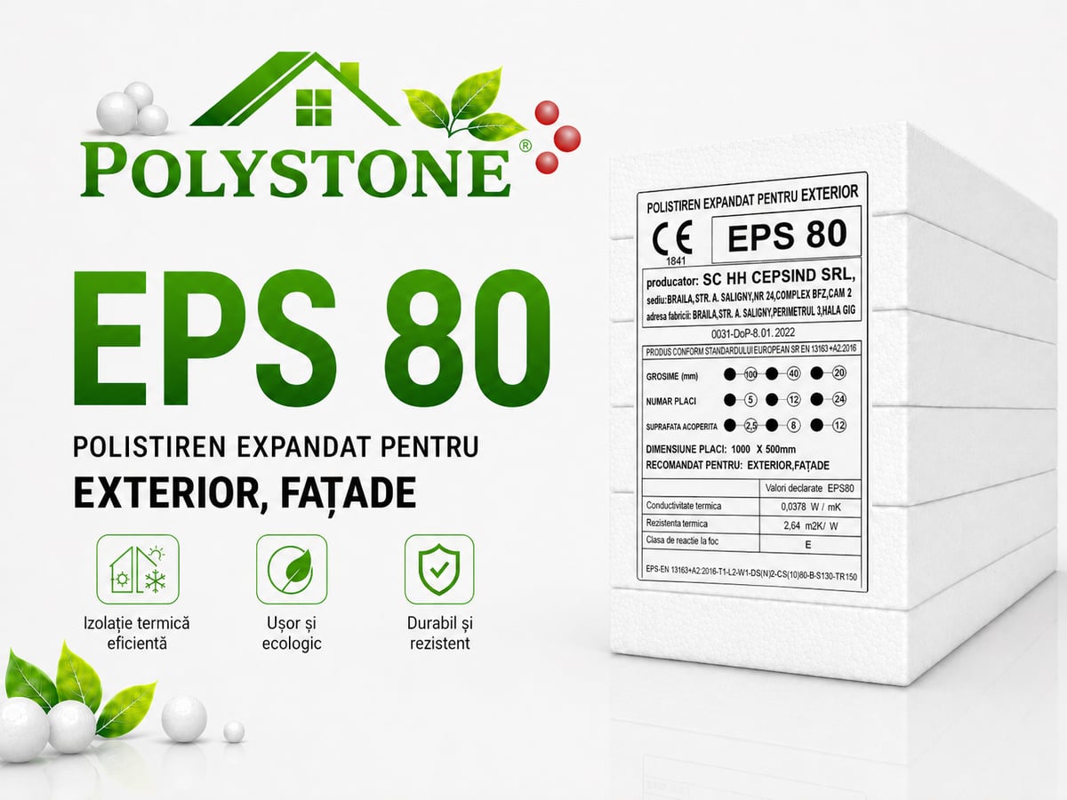Pachete POLYSTONE EPS 80 — plăci EPS standard pentru termosisteme ETICS Classic